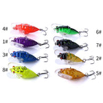 LinkMejor 8PCS Perch Insect Fishing Lures 6.4g 4cm Treble Barb Hooks Artificial Bait for Fishing