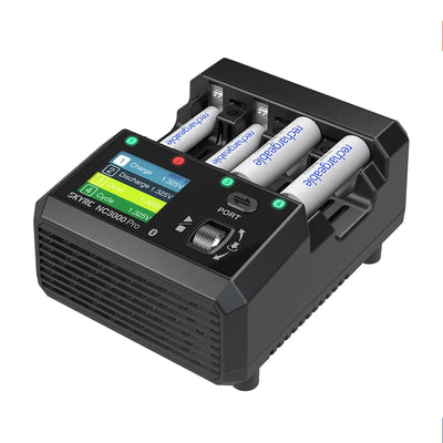 LinkMejor NC3000 Pro NiMH NiCd PD/QC AA/AAA Smart Battery Charger 4-slot 1.77 inch LED Screen APP Control Charger Discharge