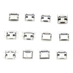 60pcs 12 Types Mini USB Socket Set Stainless Steel Port High Durability Easy to Store and Carry Industrial Control Components