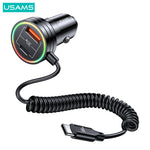 LinkMejor C33 60W 12-24V Car Charger USB Type C PD Fast Charge Hardware Plastic Belt with Aperture Spring Cable