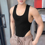 LinkMejor Men Tank Top Fashion Simple Solid Color Jumpsuit Vest Male Tanks Sleeveless Summer Streetwear S-5XL