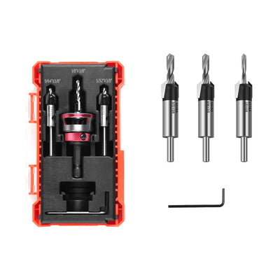 3PCS Countersink Drill Bit Set with Depth Stop High-quality 6542 Steel and Aluminum Alloy Multi-size for Woodworking Precision Drilling and Ease of Use