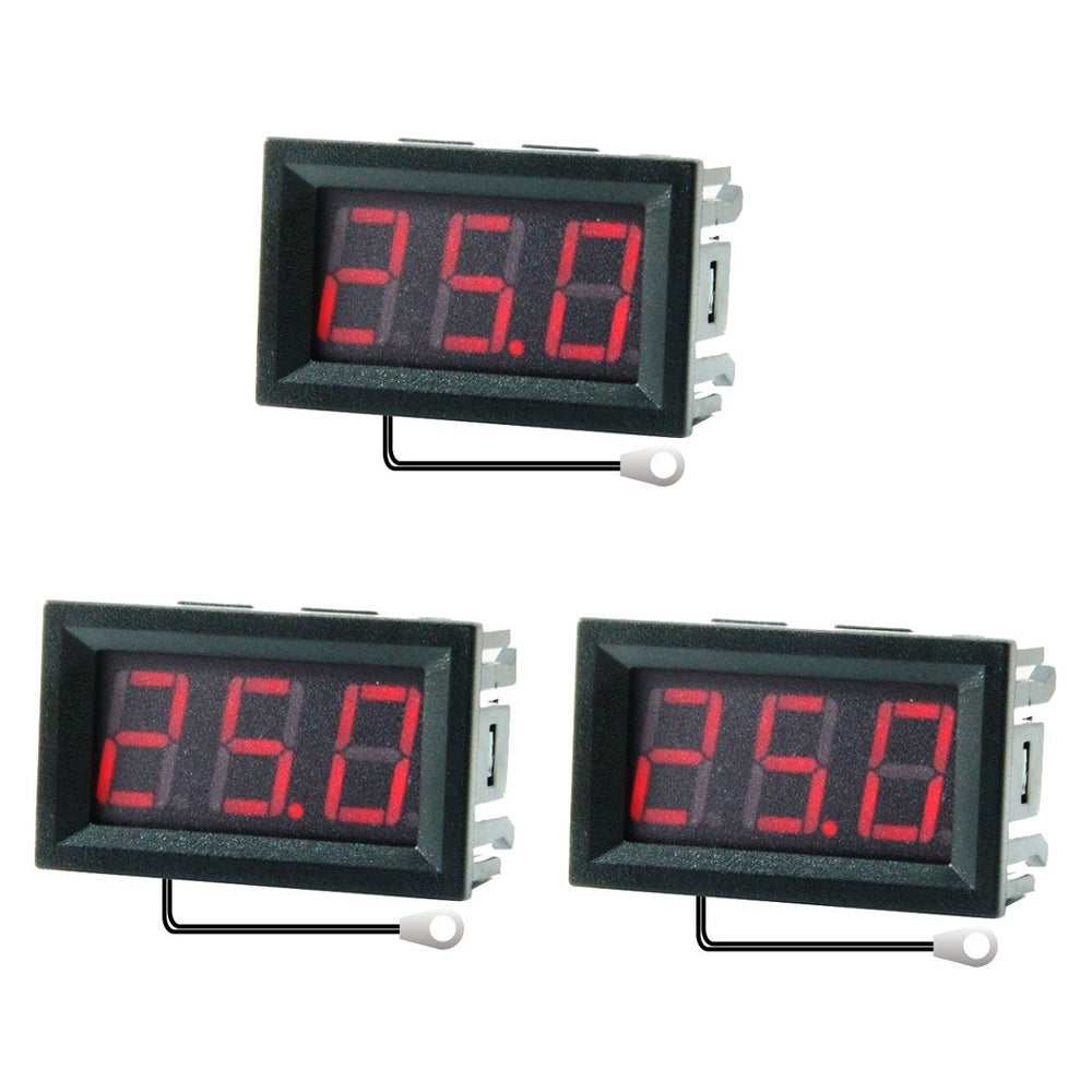 3Pcs 0.56 Inch Mini Digital LCD Indoor Convenient Temperature Sensor Meter Monitor Thermometer with 1M Cable -50-120℃ DC 5-12V