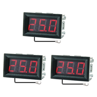 3Pcs 0.56 Inch Mini Digital LCD Indoor Convenient Temperature Sensor Meter Monitor Thermometer with 1M Cable -50-120℃ DC 5-12V