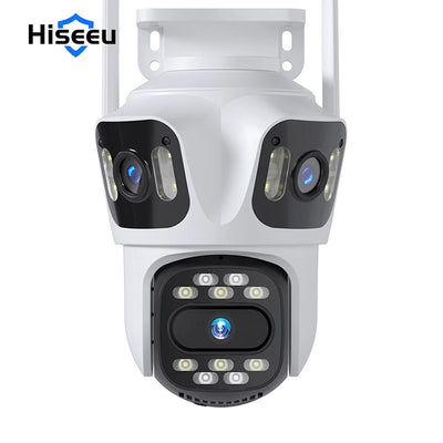 LinkMejor WSA18 8MP 4K 5X Zoom WiFi PTZ IP Camera Three Lens Three Screen Outdoor Camera Auto Tracking 2-Way Audio Video Surveillance CCTV Camera P2P ICSEE APP