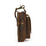 7 Inch Genuine Leather Men's Waist Bag Multi Pocket Retro Zipper Clasp Hanging Belt Phone Case Pouch for Outdoor Travel