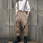 LinkMejor Men Solid Color Casual Overalls with Pockets, Loose Fit Workwear Jumpsuit With Adjustable Straps
