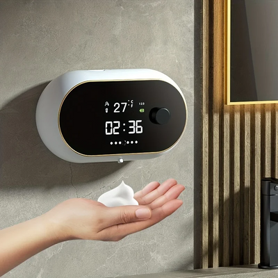Smart Automatic Foam Washing Machine Sensor Soap Dispenser Electric Wall Mounted USB Charging with Temperature Display