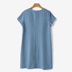 LinkMejor Womens Casual Loose Dress Holiday Short Sleeve Round Neck Plain Vestidos Sundress