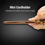 LinkMejor Men's Genuine Leather Credit Card Holder Mini RFID Protection Card Bag Thin Coin Purse with Rope