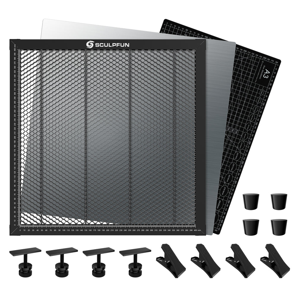 LinkMejor H3 400x400mm Laser Cutting Honeycomb Panel Workbench Suitable for Diode, CO2 Laser Engraving Machine  Professional metal clamps  Easy to Observe  Desktop Protection
