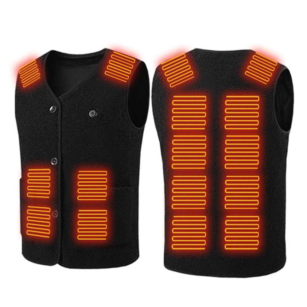 LinkMejor HV-16T Heating Vest 16 Heating Areas Teddy Fleece Wram Comfortable Vest Self Heating Vest Usb Electric Thermal Vest Jacket