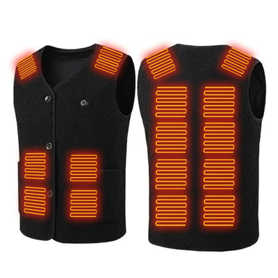LinkMejor HV-16T Heating Vest 16 Heating Areas Teddy Fleece Wram Comfortable Vest Self Heating Vest Usb Electric Thermal Vest Jacket