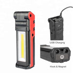 Bikight Adjustable Bright Magnetic LED Work Light for Car Repair USB Foldable Dimming COB Flashlight Lamps