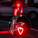 Bikight Solar Bike Taillight Light Sensor 3 Light Modes Waterproof Round Heart Shape Bicycle Rear Light for Night Cycling
