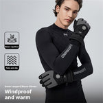 Golovejoy 1 Pair Outdoor Ski Gloves for Men Women Touchscreen Non-Slip Waterproof Thickened Warm Cycling Gloves for Autumn Winter