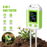 6 in 1 Soil PH Meter Fertility Moisture Light Temperature Humidity Tester High Precision Rotatable LCD Screen Garden Greenhouse Sensor