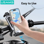 LinkMejor ZJ082 2-in-1 Full Coverage Cycling Phone Holder Shockproof Reinforced Clamp Stand 360° Rotation Single Hand Operation Fits for 4.7-7.2 Inch Phones Universal Bike Motorcycle Mount