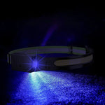 LinkMejor 350LM COB Wave Sensor Smart LED Headlamp With USB Rechargeable Battery Yellow/Blue AUX Light Waterproof Head Lamp For Running Fishing Hunting Outdoor Flashlight Work Light Torch