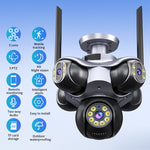 C50 5 PTZ 5 Screen Security Camera 20MP HD WiFi Full Color Night Vision Motion Tracking Two Way Audio Waterproof Outdoors Smart Surveillance Cameras