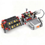 LinkMejor Technical 6 Speed Gearbox V16 Engine Model APP Power Motor M Motor Combo Building Blocks DIY Creative Electric Toy