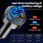 66W 4-Port USB PD Car Charger Adapter Dual 2.4A USB-A PD QC3.0 Fast Charging with Blue LED for iPhone 13 14 14 Pro Max for Huawei Mate50 for Samsung Galaxy S22 for Redmi K60 for OPPO Reno9