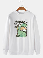 ChArmkpR Mens Cartoon Animal Graphic Crew Neck Daily Pullover Sweatshirts