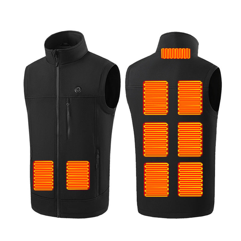 LinkMejor 9 Zones Heating Vest for Men USB Charging Thermal Electric Heated Sleeveless Stand Collar Coat Washable