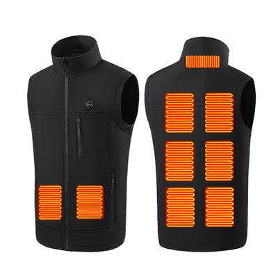 LinkMejor 9 Zones Heating Vest for Men USB Charging Thermal Electric Heated Sleeveless Stand Collar Coat Washable