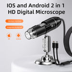 LinkMejor 321-p 1600X 2MP Digital Microscope Hand Held Adjustable Microscope Electronic Camera 8 LED Magnifier with Stand Microscope Accessories