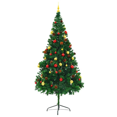 Artificial Christmas Tree,Xmas Pine Tree with 200 LEDs,Easy Assembly Premium Spruce with Metal Stand and 910 Branches for Home,Office,Party,Holiday Indoor Outdoor Decoration