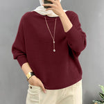 LinkMejor Daily Style Women Knitted Long Sleeve Crew Neck  T-shirt Casual Solid Loose Work Tops
