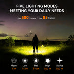 LinkMejor S11-T 500LM LED Keychain Flashlight 6500K Rechargeable Magnetic Portable Mini Torch USB-C Charging IP66 Waterproof EDC Flashlight 15g Lightweight
