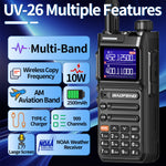 LinkMejor UV-26 10W High Power Walkie Talkie Handheld Two Way Radio Long Range Multi Band NOAA Weather Alert 999 Channels Rechargeable Battery Type-C Charging Wireless Frequency Copy Transceiver Radio