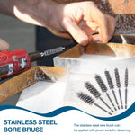 Premium Stainless Steel Bore Brush Set 6 pcs Silver Straight Wire Bristle for Drill Efficient Cleaning Rust Removal