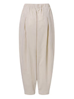 Women Loose 100% Cotton Ankle Length Solid Color Wide Legged Casual Pants