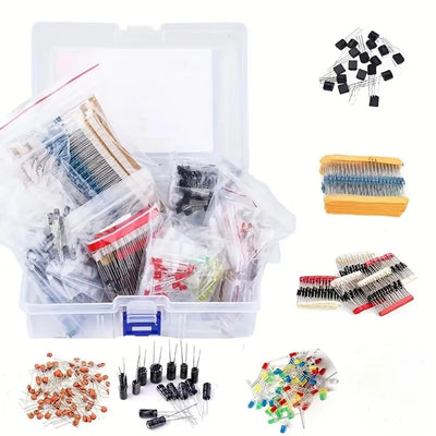 1500Pcs Electronic Components Starter Kit 3/5mm LED Lights Emitting Resistors Capacitors Set for Arduino DIY Electronics Starter