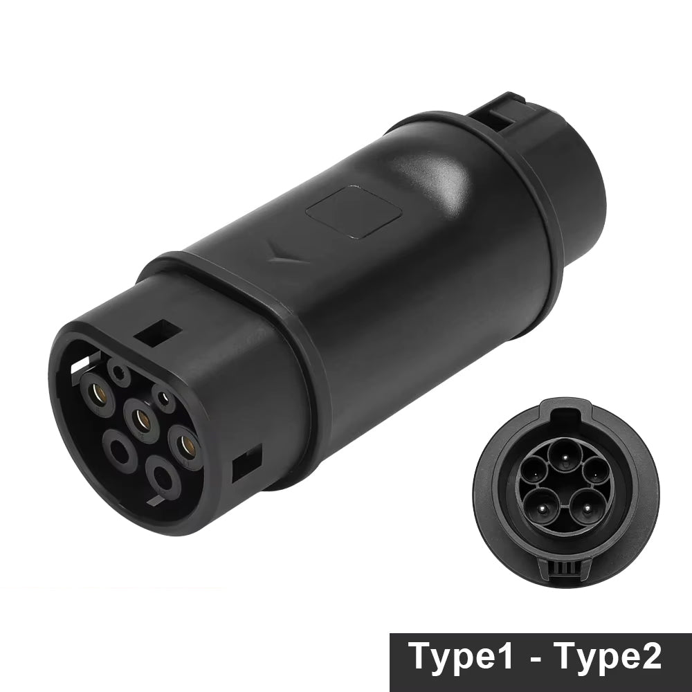 LinkMejor Type 1 to Type 2 AC Charging Adapter AC 110V-250V 32A MAX EV Charger Adapter SAE J1772 To IEC 62196-2 Car Accessories