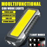 Powerful XPE LED+COB Dual Light Sources Work Light 4000mAh Power Bank Flashlight TYPE-C Rechargeable With Magnet Outdoor Camping Emergency Lantern