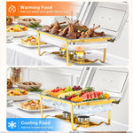 LinkMejor 4 Pack Chafing Dishes for Buffet 11QT Large Size & Stackable Stainless Steel Chafing Dish Buffet Set Rectangular Food Warmers for Parties Buffet Catering Supplies
