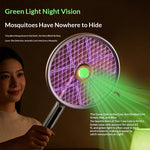 Tevorex 2800V Electric Extendable Mosquito Swatter 90°Roating Mesh Green Light Detection High Voltage Grid USB Rechargeable Household Foldable Fly Swatter Mosquito Killer with LED Attract Light