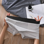 4 Pcs Men's Underwear Fashion Striped Boxer Briefs Trend Pure Cotton Boxing Shorts Comfy Breathable Men Underwear Set Plus Size L-5XL