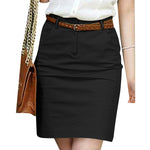 LinkMejor Women Street Fashion OL Work Skirts Side Pockets Plain Zipper Commute Mini Pencil Overskirts