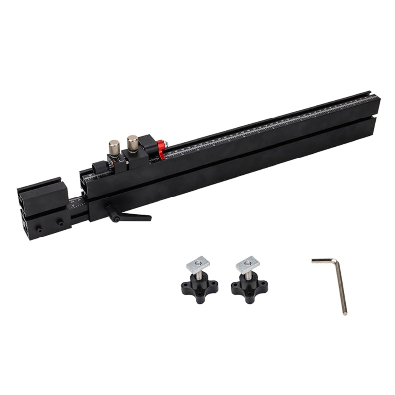 Telescoping Flip Fence Miter Gauge Fence 500mm to 890mm Extendable T Slot Track with Quick Positioning 0.05mm Fine Adjustment
