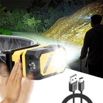 LinkMejor Multi-Source Sensor Headlamp, Portable Running Light With Cap Clip Magnet, Rgb Ambient Light, Digital Display Headlamp For Fishing Camping Hiking,Running