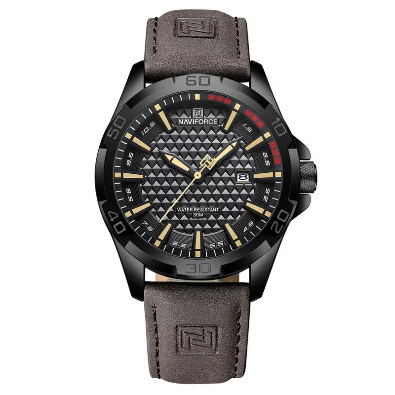 LinkMejor Men Casual Sport Watch Calendar Quartz Wrist Watch Waterproof Shock Resistant Men Watches Leather Strap