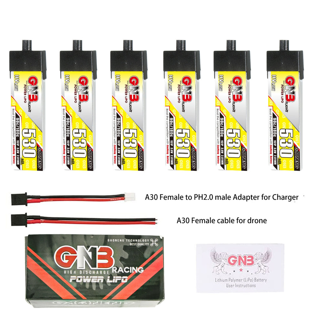 6Pcs LinkMejor 3.8V 530mAh 90C 1S LiHV Battery A30 Plug for Sub250 Nanofly20 Emax Tinyhawk S BetaFPV Beta75X