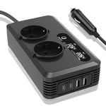 200W Car Power Inverter 12V to 220V 110V Modified Wave Smart USB Fast Charger with LCD Display 2 USB Chargers 2 Type-C Chargers