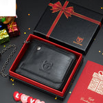 LinkMejor Men Genuine Leather Wallets Multifunction Bifold Zipper Wallets RFID Anti-magnetic Multi-card Slot Card Holder Coin Purse