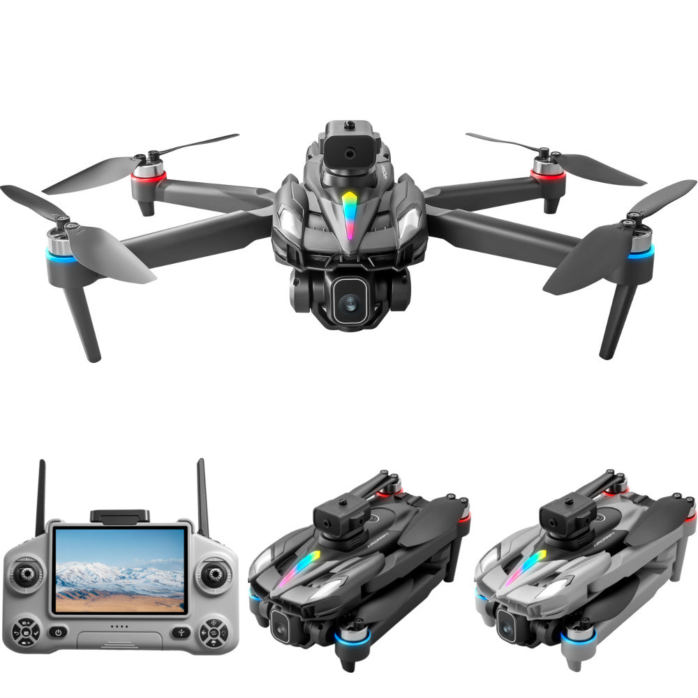 LinkMejor KY108 WiFi FPV with 4.3inch LCD Screen Controller HD Dual Camera Servo Gimbal 360° Obstacle Avoidance One-Key Airdrop Brushless Foldable RC Drone Quadcopter RTF